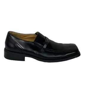 Zengara Leather Square Toe Loafers Size 9 Slip On Silver‎ Hardware Dress Shoes